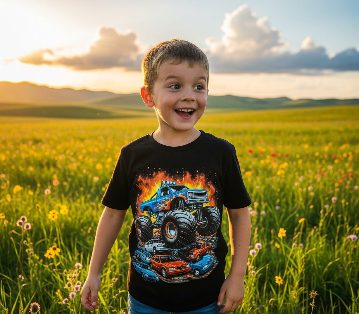 kinder t-shirts mit monstertruck motive online kaufen bestellen
