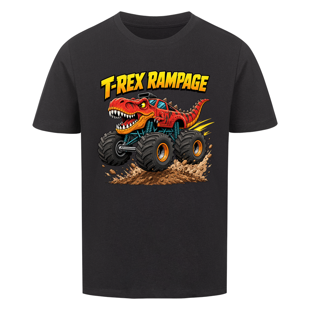 T-Rex Dino Monstertruck Kinder-T-Shirt Motiv Bio Baumwolle schwarz