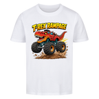 T-Rex Dino Monstertruck Kinder-T-Shirt Motiv Bio Baumwolle weiß
