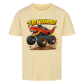 T-Rex Dino Monstertruck Kinder-T-Shirt Motiv Bio Baumwolle beige