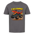 T-Rex Dino Monstertruck Kinder-T-Shirt Motiv Bio Baumwolle grau