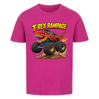 T-Rex Dino Monstertruck Kinder-T-Shirt Motiv Bio Baumwolle lila pink