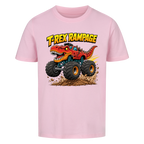 T-Rex Dino Monstertruck Kinder-T-Shirt Motiv Bio Baumwolle pink