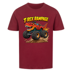 T-Rex Dino Monstertruck Kinder-T-Shirt Motiv Bio Baumwolle rot