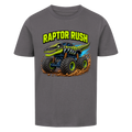 Anthrazitfarbenes Dino Monstertruck Kinder T-Shirt mit Raptor-Motiv aus Bio-Baumwolle