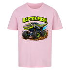 Pinkenes Dino Monstertruck Kinder T-Shirt mit Raptor-Motiv aus Bio-Baumwolle