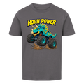Monstertruck Dino Triceratops – anthrazitfarbenes Kinder T-Shirt aus Bio-Baumwolle