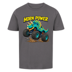 Monstertruck Dino Triceratops – anthrazitfarbenes Kinder T-Shirt aus Bio-Baumwolle