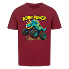 Monstertruck Dino Triceratops – weinrotes Kinder T-Shirt aus Bio-Baumwolle