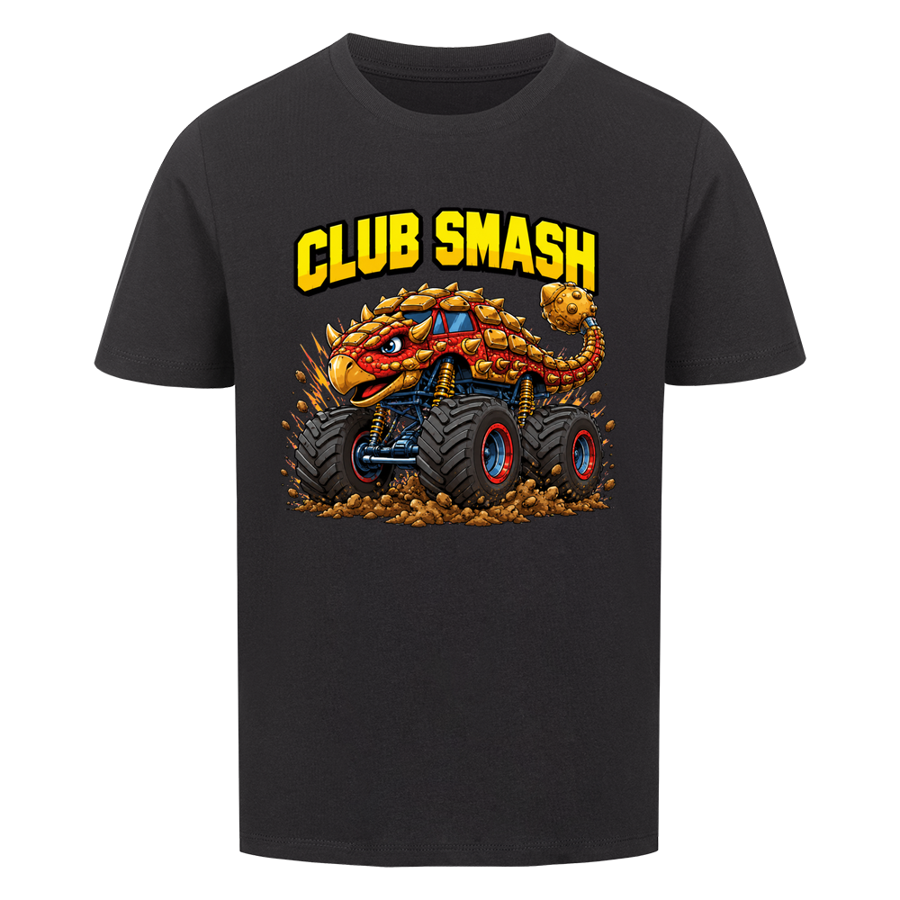 Monstertruck Dino Ankylosaurus Club Smash – schwarzes Kinder T-Shirt aus Bio-Baumwolle
