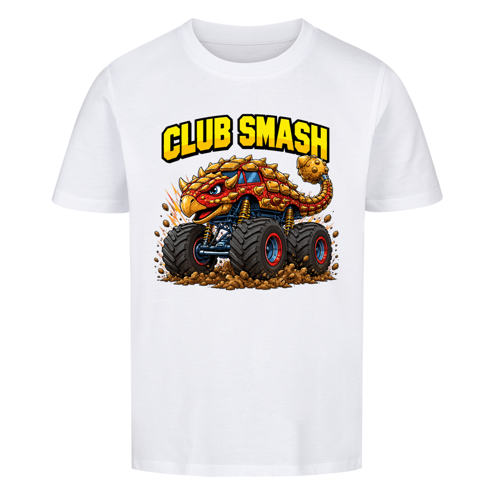 Monstertruck Dino Ankylosaurus Club Smash – weißes Kinder T-Shirt aus Bio-Baumwolle