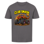 Monstertruck Dino Ankylosaurus Club Smash – anthrazitfarbenes Kinder T-Shirt aus Bio-Baumwolle