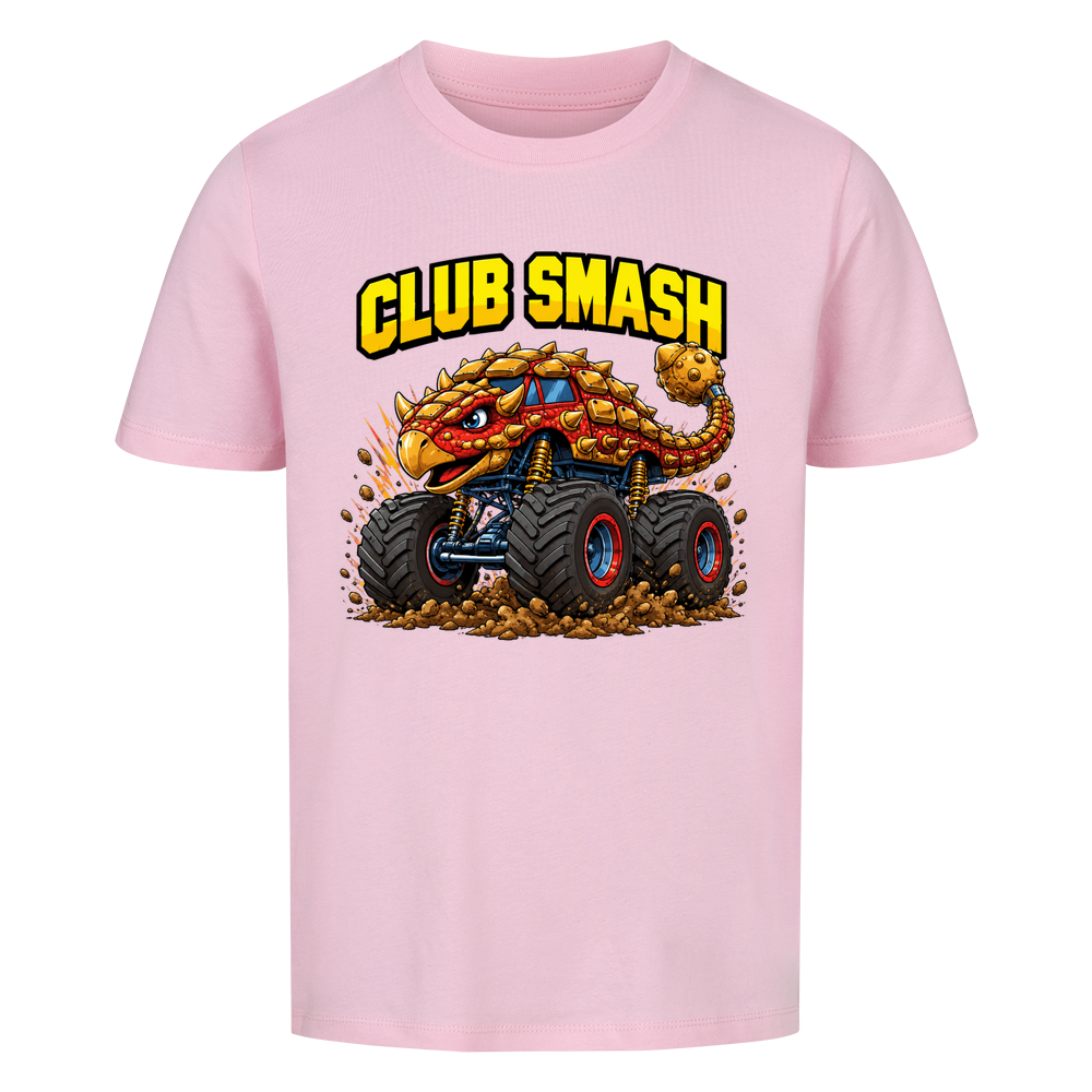 Monstertruck Dino Ankylosaurus Club Smash – pinkenes Kinder T-Shirt aus Bio-Baumwolle