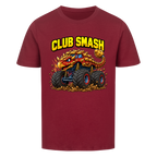 Monstertruck Dino Ankylosaurus Club Smash – weinrotes Kinder T-Shirt aus Bio-Baumwolle
