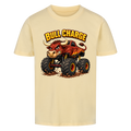 Monstertruck Stier Bull Charge auf beigem Kinder T-Shirt aus Bio-Baumwolle