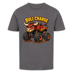 Monstertruck Stier Bull Charge auf grauem Kinder T-Shirt aus Bio-Baumwolle