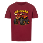 Monstertruck Stier Bull Charge auf rotem Kinder T-Shirt aus Bio-Baumwolle