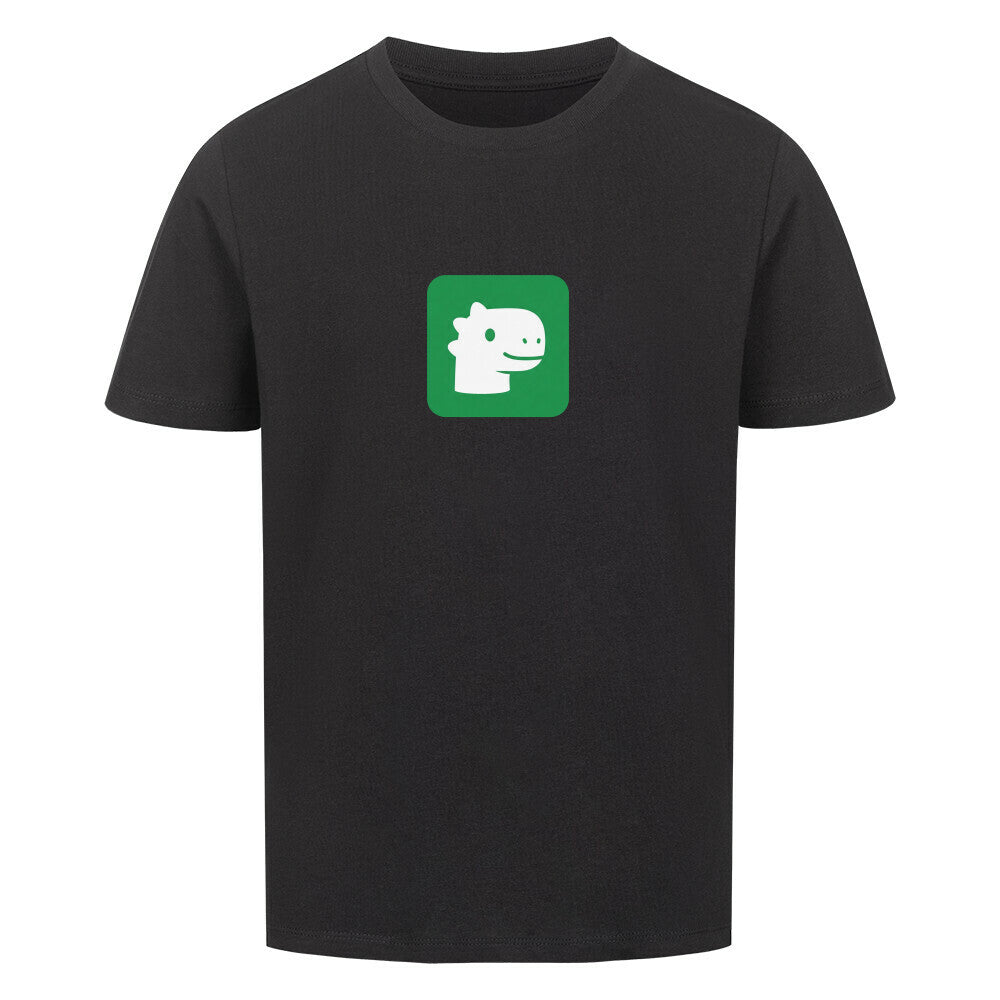 dino kinder shirt 100% bio baumwolle süßes dino kopf motiv schwarz