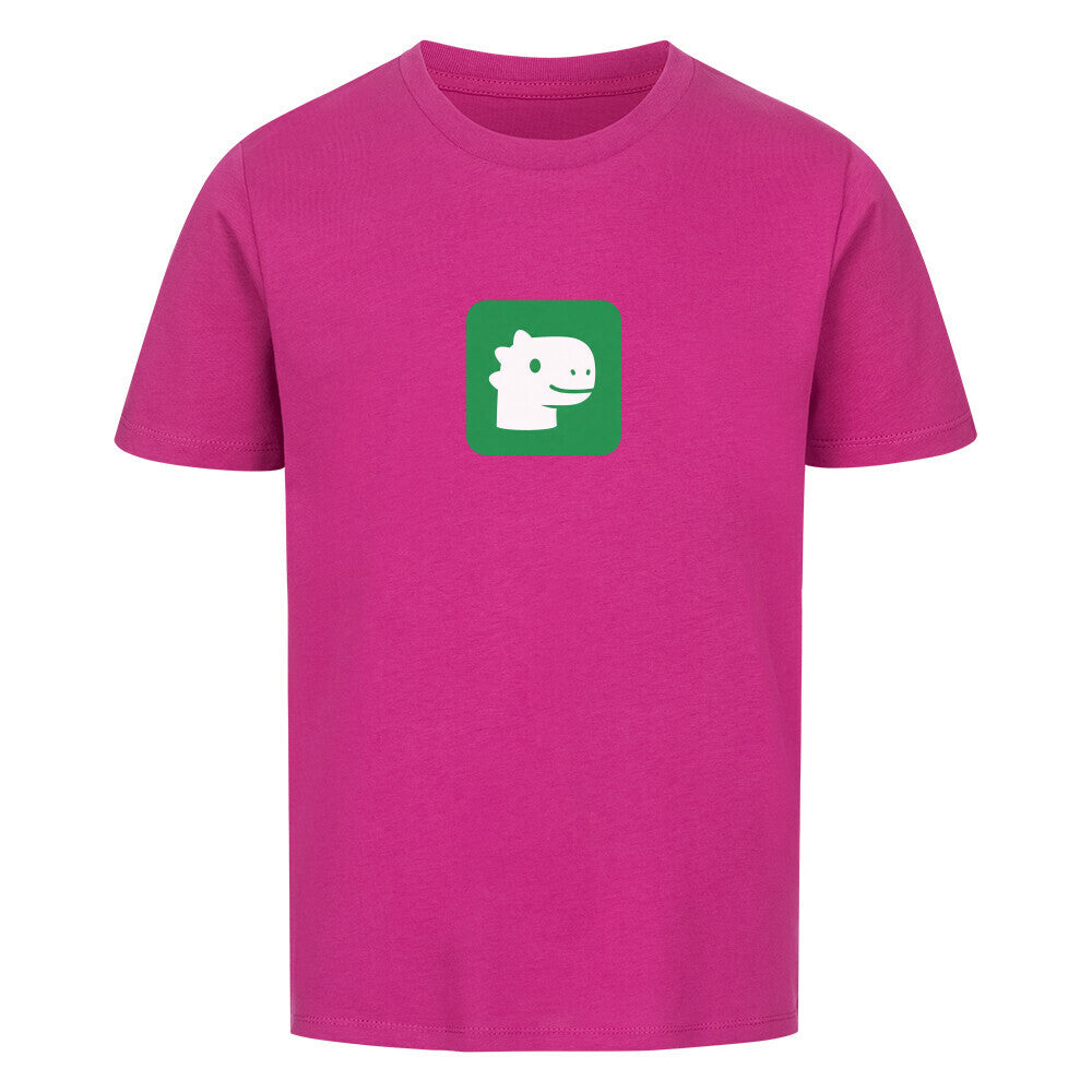 dino kinder shirt 100% bio baumwolle süßes dino kopf motiv lila pink