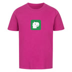 dino kinder shirt 100% bio baumwolle süßes dino kopf motiv lila pink