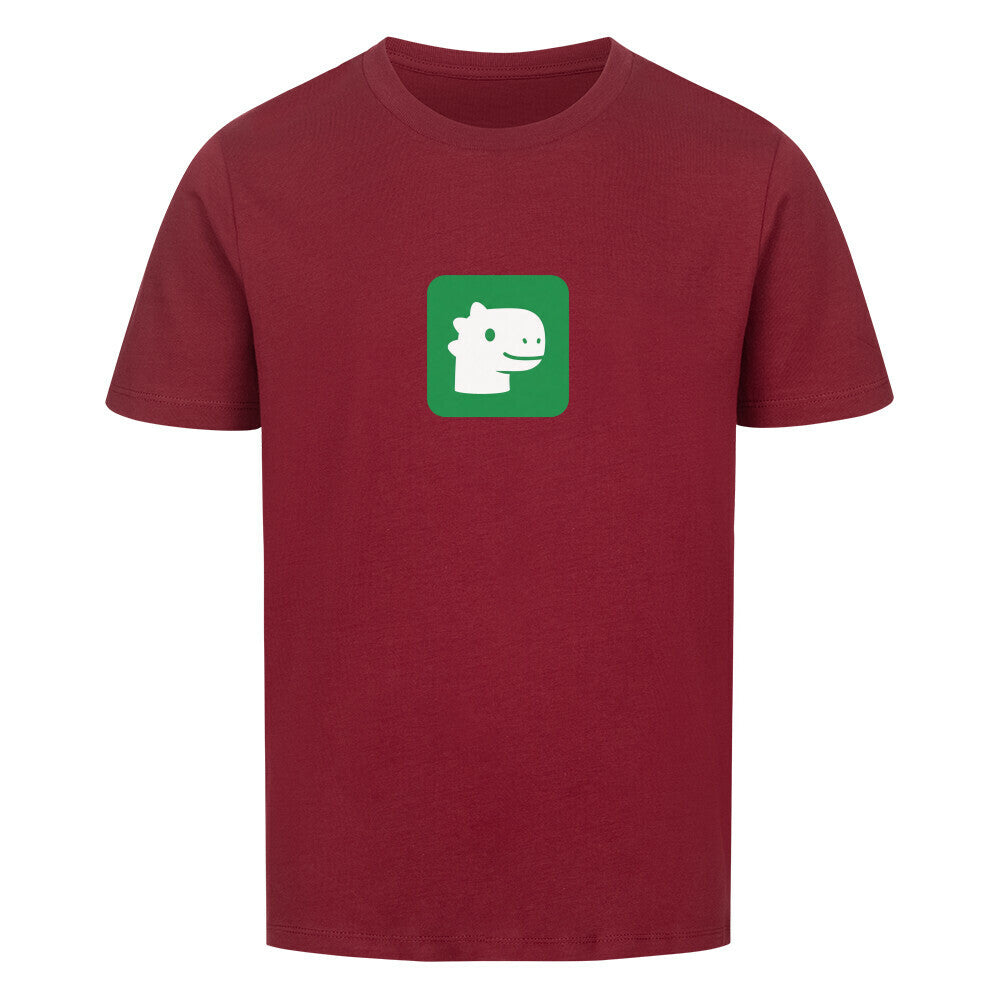 dino kinder shirt 100% bio baumwolle süßes dino kopf motiv dunkel rot