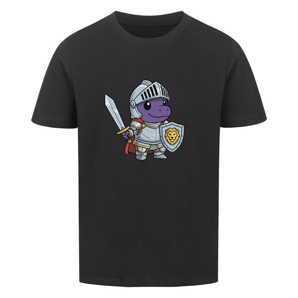Mutiger Dino Ritter in Rüstung motiv - Premium Bio Baumwolle Kinder T-Shirt schwarz
