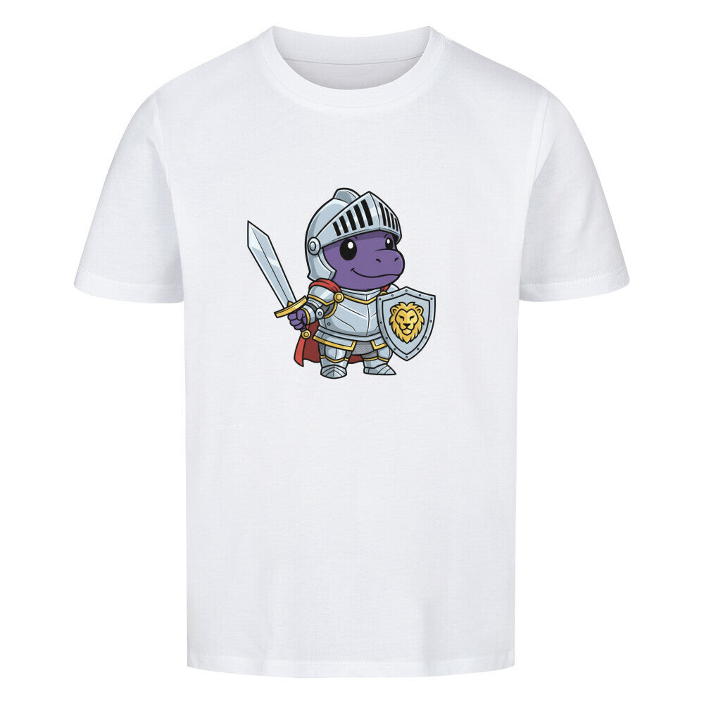 Mutiger Dino Ritter in Rüstung motiv - Premium Bio Baumwolle Kinder T-Shirt weiß