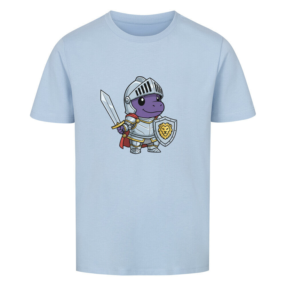 Mutiger Dino Ritter in Rüstung motiv - Premium Bio Baumwolle Kinder T-Shirt hell blau