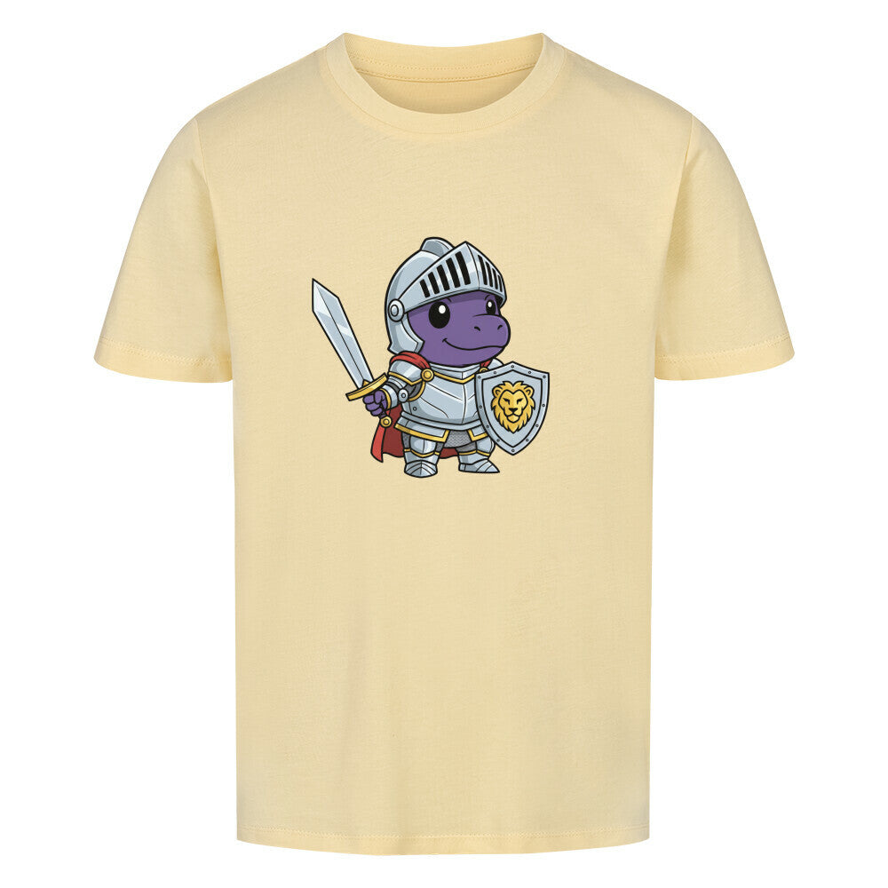Mutiger Dino Ritter in Rüstung motiv - Premium Bio Baumwolle Kinder T-Shirt
beige