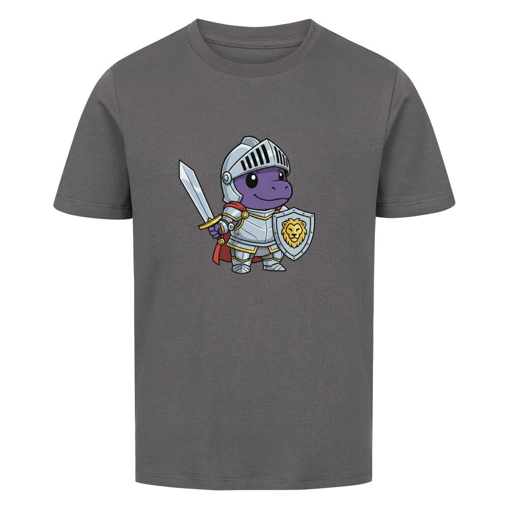 Mutiger Dino Ritter in Rüstung motiv - Premium Bio Baumwolle Kinder T-Shirt grau
