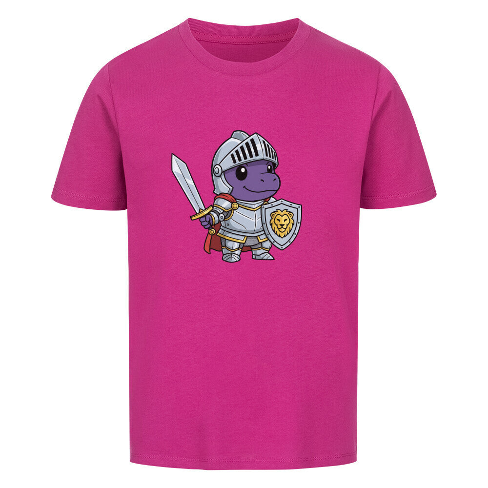 Mutiger Dino Ritter in Rüstung motiv - Premium Bio Baumwolle Kinder T-Shirt lila pink