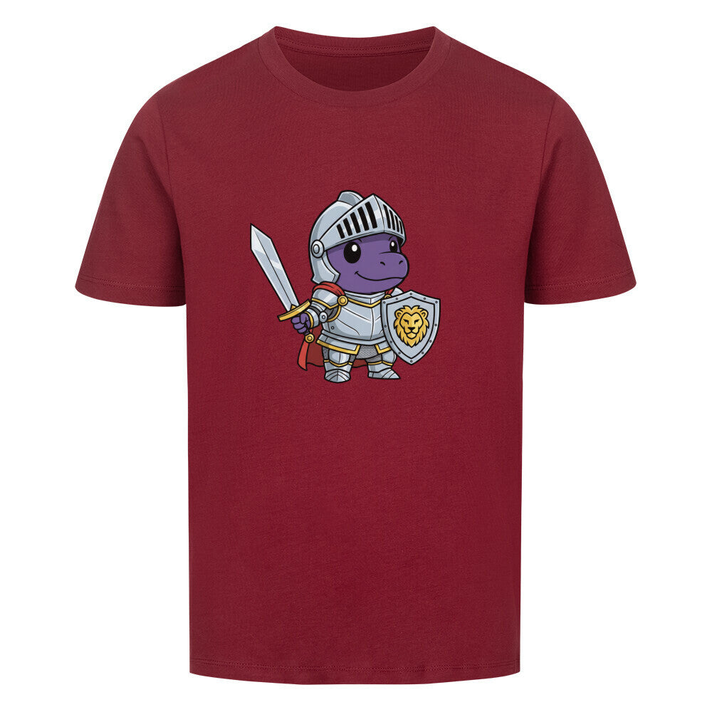 Mutiger Dino Ritter in Rüstung motiv - Premium Bio Baumwolle Kinder T-Shirt dunkel rot