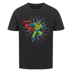 Dino Superheld mit Umhang - Premium Bio Baumwolle Kinder T-Shirt
schwarz