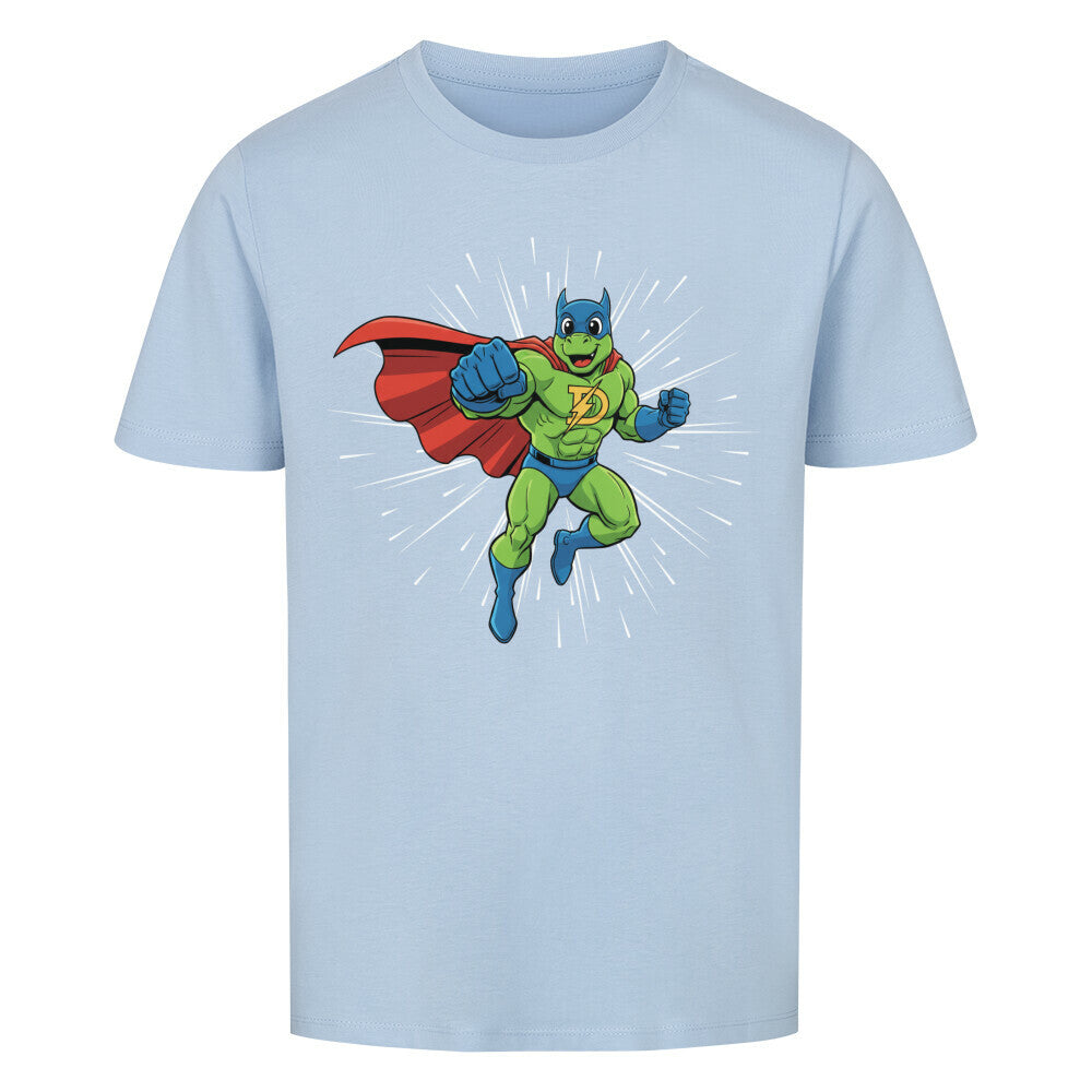 Dino Superheld mit Umhang - Premium Bio Baumwolle Kinder T-Shirt
blau