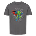 Dino Superheld mit Umhang - Premium Bio Baumwolle Kinder T-Shirt
grau