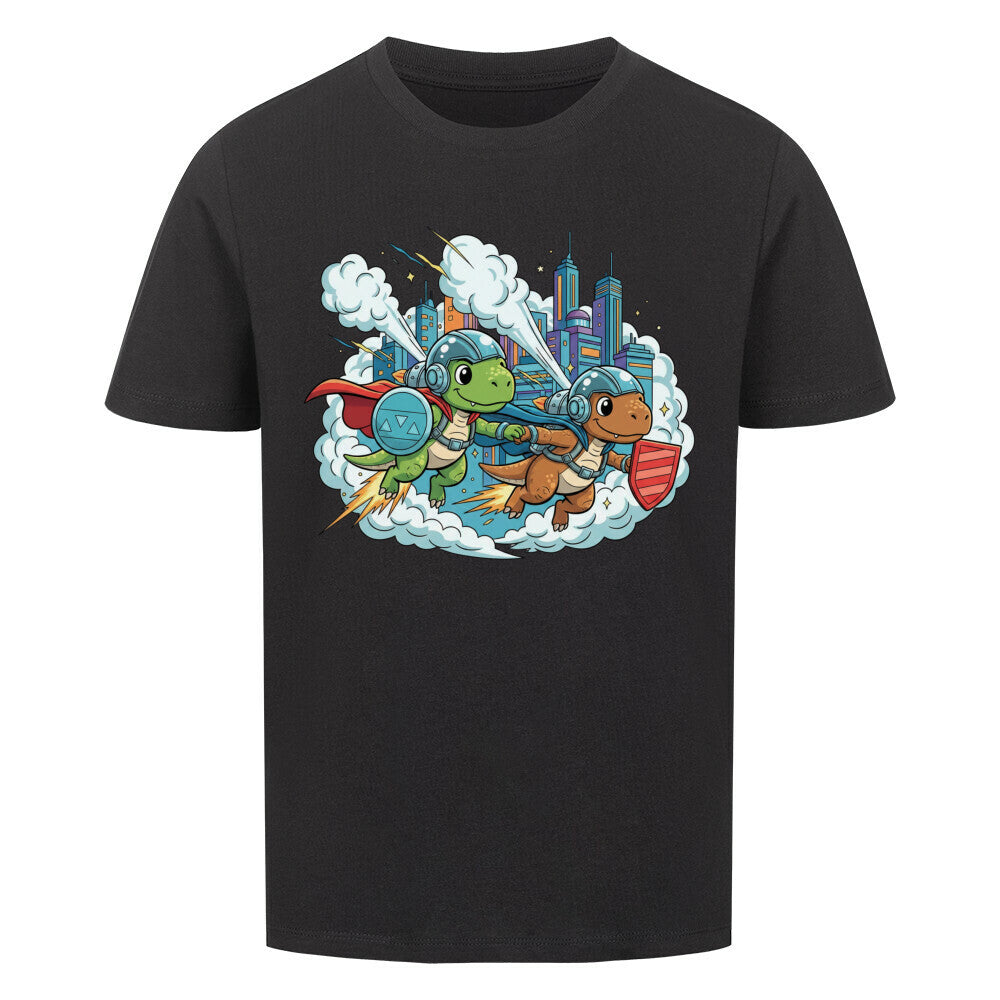 Dino Superhelden als beste Freunde - Bio Kinder T-Shirt mit Dinosaurier Motiv
Qualität schwarz
