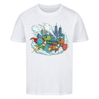 Dino Superhelden als beste Freunde - Bio Kinder T-Shirt mit Dinosaurier Motiv
Qualität weiß