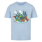 Dino Superhelden als beste Freunde - Bio Kinder T-Shirt mit Dinosaurier Motiv
hell blau