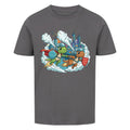 Dino Superhelden als beste Freunde - Bio Kinder T-Shirt mit Dinosaurier Motiv
 grau