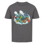 Dino Superhelden als beste Freunde - Bio Kinder T-Shirt mit Dinosaurier Motiv
 grau
