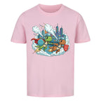 Dino Superhelden als beste Freunde - Bio Kinder T-Shirt mit Dinosaurier Motiv
 Qualität pink rosa