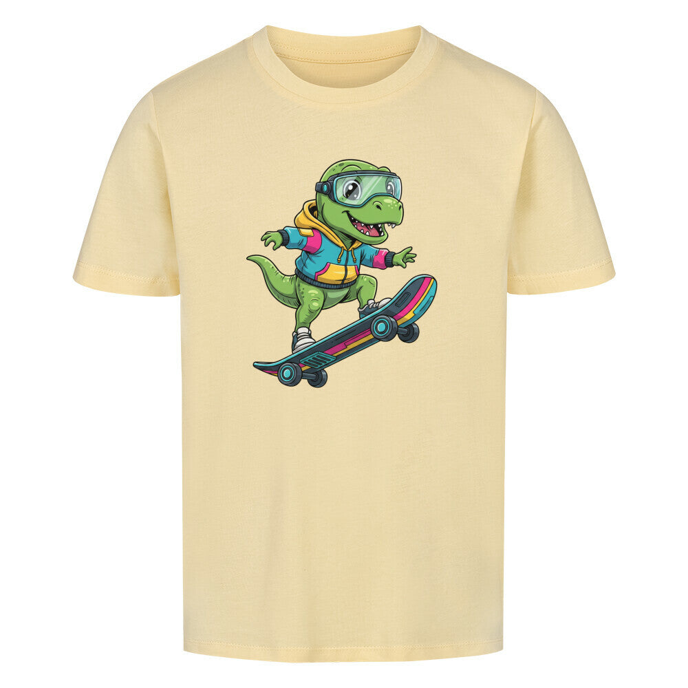 Cooler Dino auf Skateboard - Bio Kinder T-Shirt mit Dinosaurier Motiv
beige