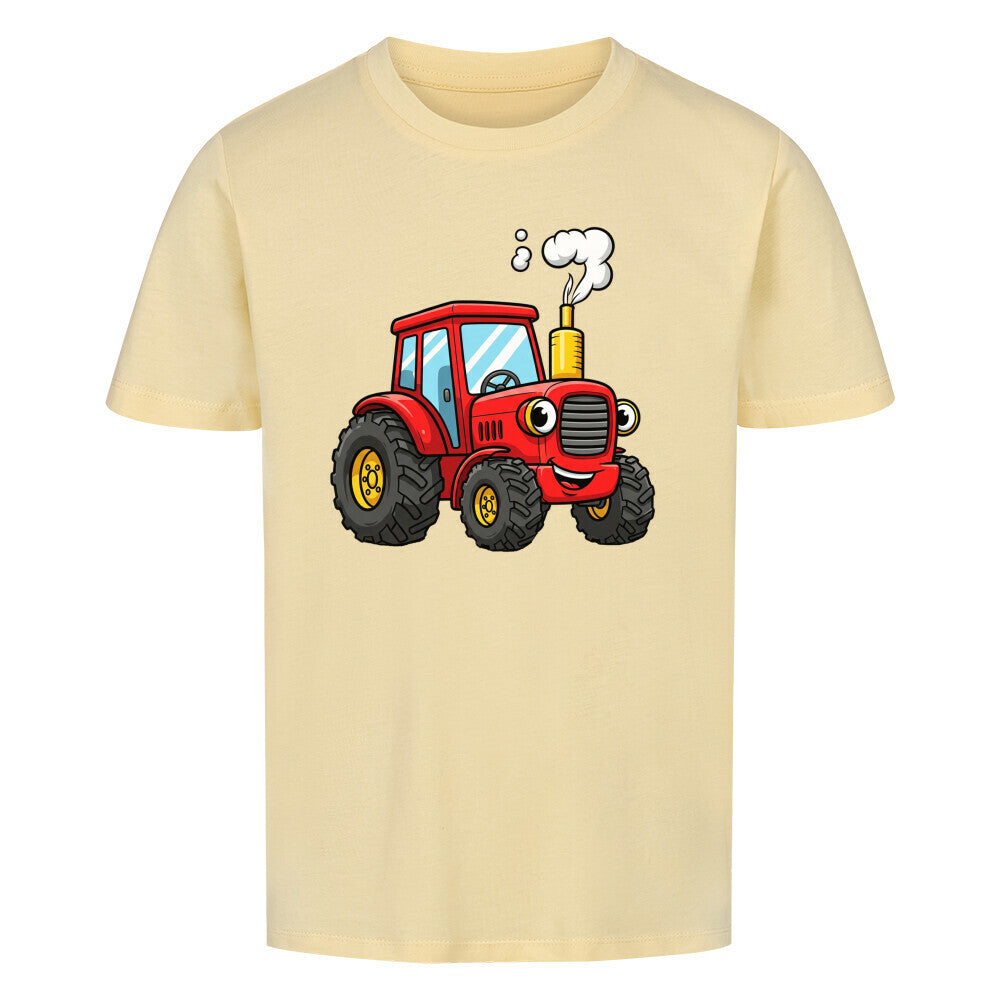 Kinder T-Shirt Traktor Bauernhof Premium Bio-Baumwolle Nachhaltig bestellen gelb creme