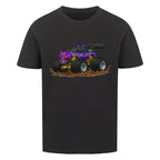 Wolf Monstertruck Bio Kinder T-Shirt mit goldenem Fahrwerk - Premium Baumwolle schwarz