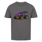 Wolf Monstertruck Bio Kinder T-Shirt mit goldenem Fahrwerk - Premium Baumwolle anthrazit grau
