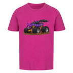 Wolf Monstertruck Bio Kinder T-Shirt mit goldenem Fahrwerk - Premium Baumwolle lila pink