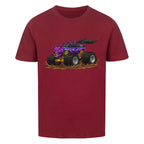 Wolf Monstertruck Bio Kinder T-Shirt mit goldenem Fahrwerk - Premium Baumwolle weinrot