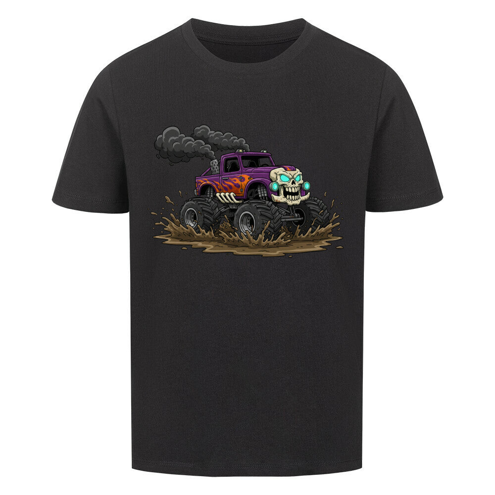 Skelett Monstertruck Bio Kinder T-Shirt - 100% Baumwolle Premium Kindermode
 schwarz