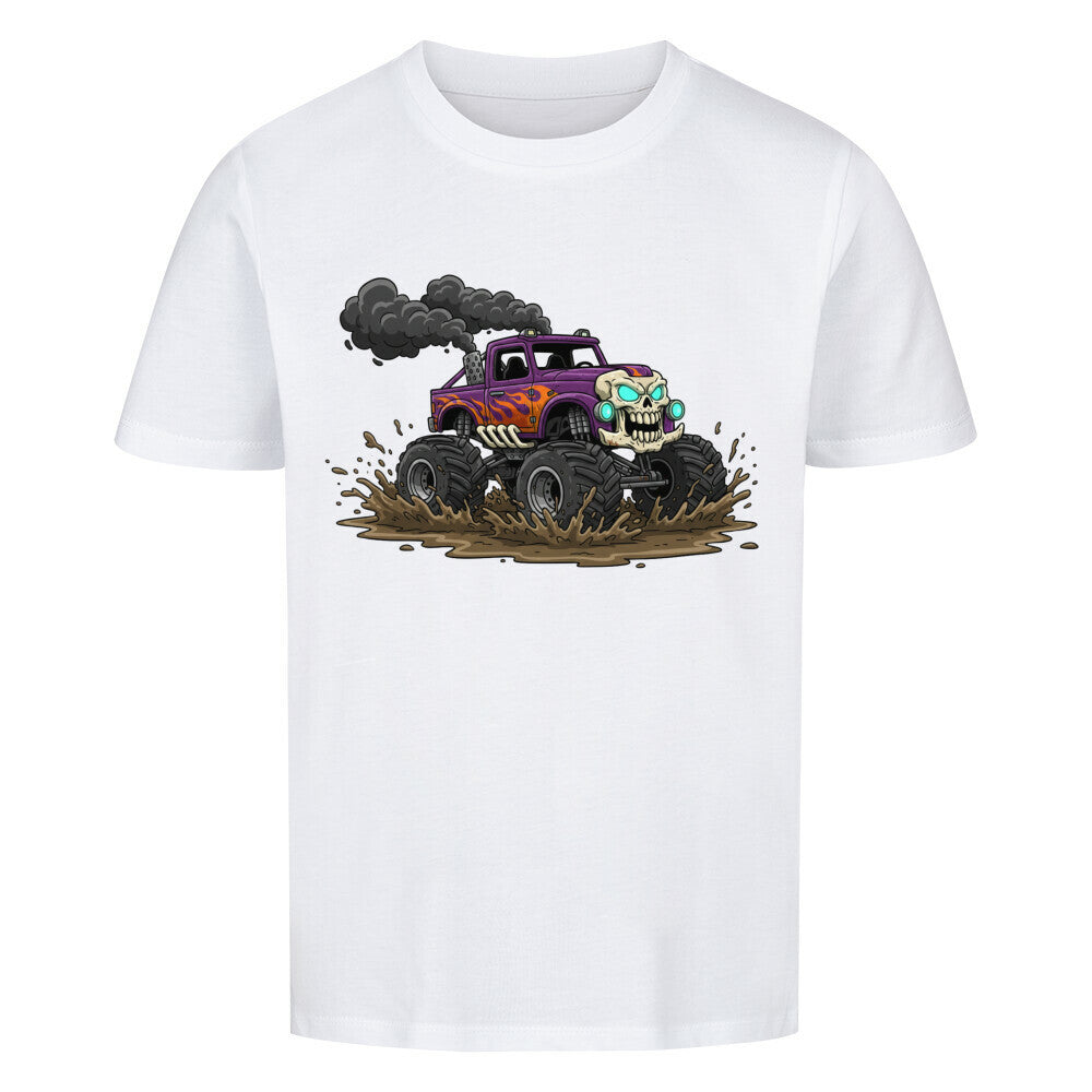 Skelett Monstertruck Bio Kinder T-Shirt - 100% Baumwolle Premium Kindermode
 weiß