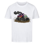 Skelett Monstertruck Bio Kinder T-Shirt - 100% Baumwolle Premium Kindermode
 weiß